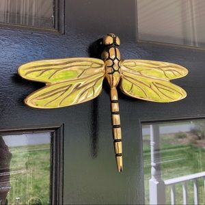 Solid brass dragonfly door knocker